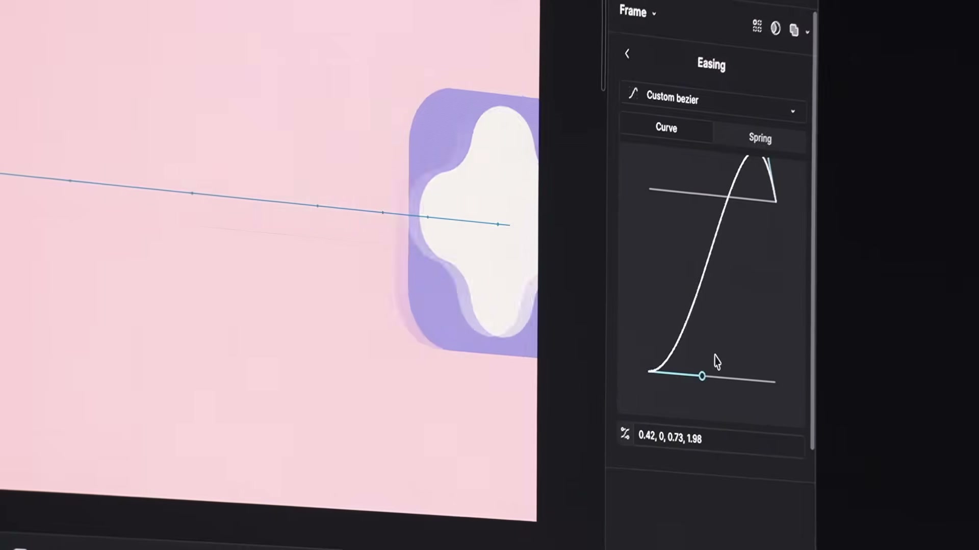 Éditeur de courbes d'easing (bézier personnalisé) dans Figma Motion