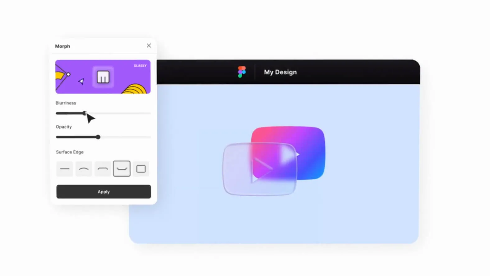 Morph Plugin glassy effect selected
